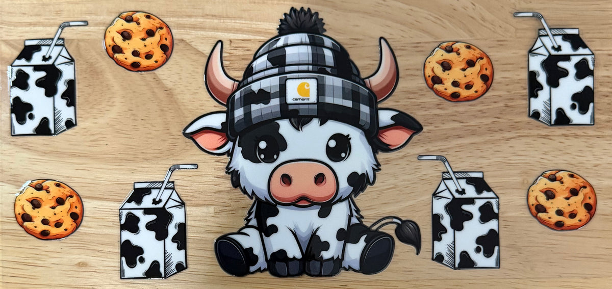 Milk & Cookies Highland Cow UVDTF Wrap