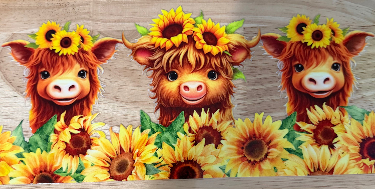Sunflower Highland Cow UVDTF Wrap