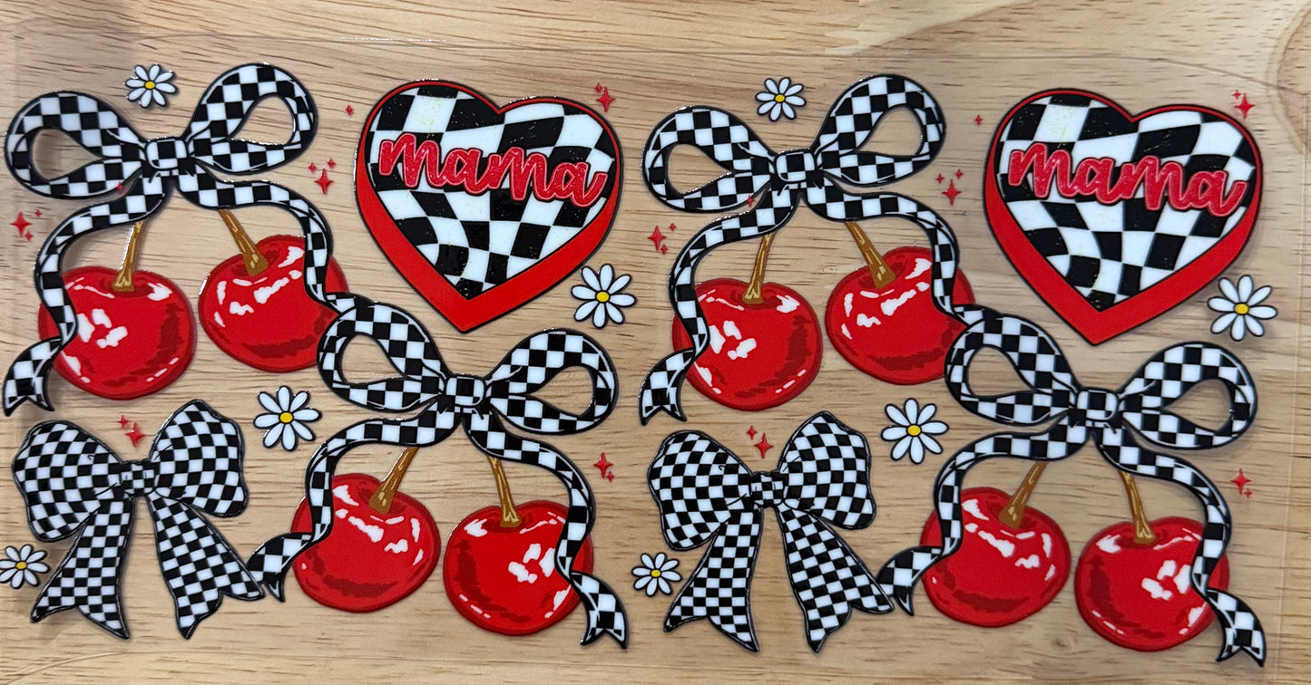 Checkered Cherry Mama UVDTF Wrap