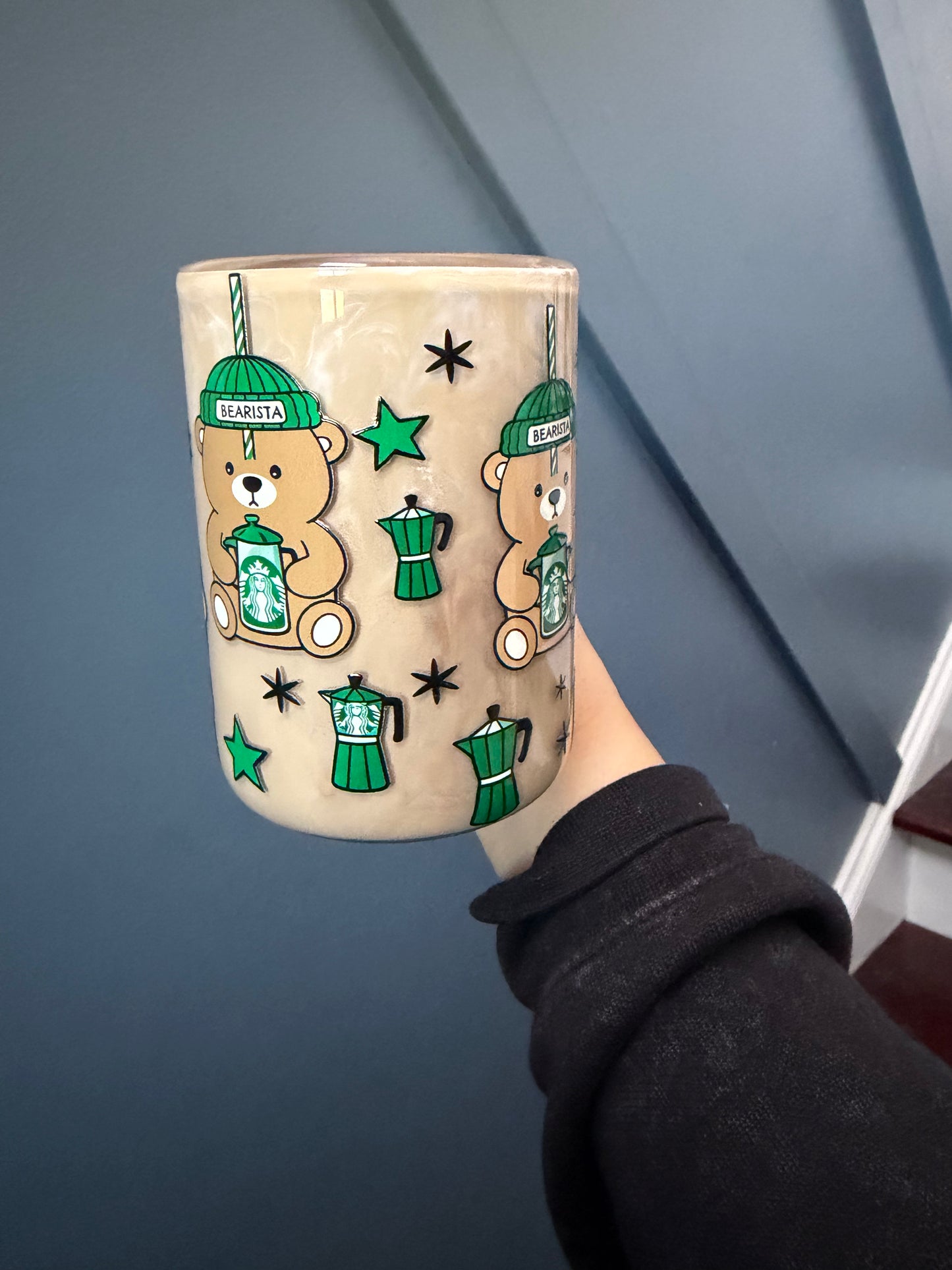 Bearista 15oz Glass Coffee Tumbler