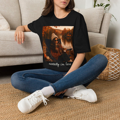 Autumn Lake Photo T-Shirt | Fall Scenic Portrait | Mentally I'm here