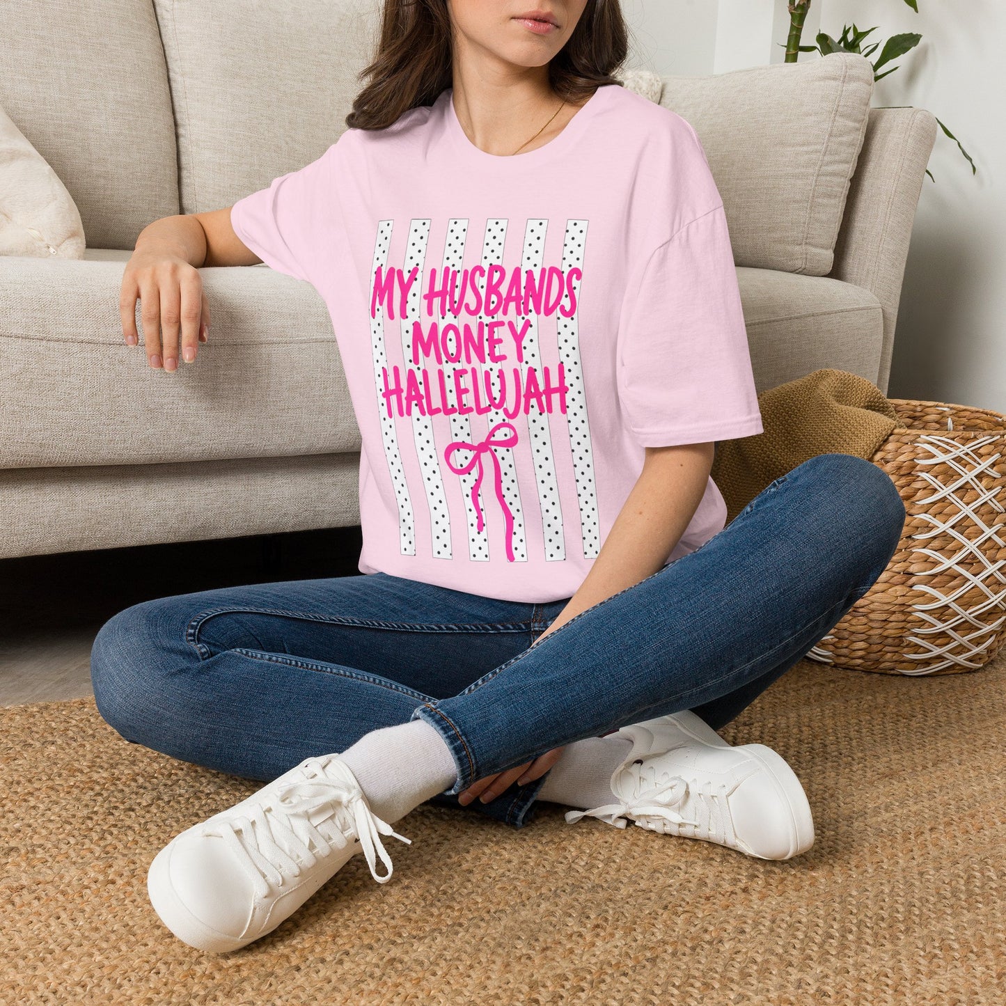 My Husband's Money Hallelujah T-Shirt | Funny Striped Graphic Tee