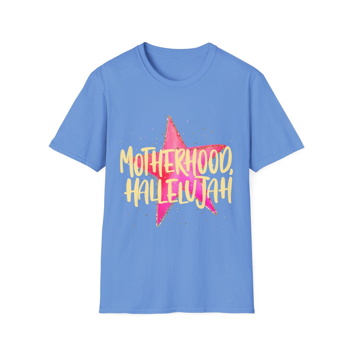 Pink Star Motherhood T-Shirt | Mom Graphic Tee, Neon Brush Lettering