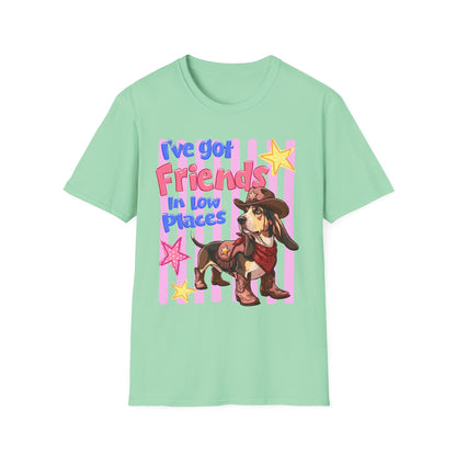 I’ve Got Friends In Low Places T-Shirt | Country Dog Cowboy Graphic