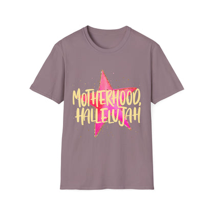 Pink Star Motherhood T-Shirt | Mom Graphic Tee, Neon Brush Lettering