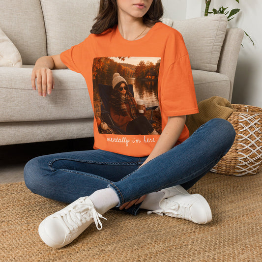 Autumn Lake Photo T-Shirt | Fall Scenic Portrait | Mentally I'm here