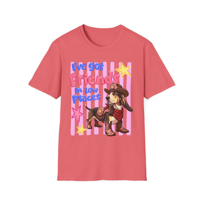 I’ve Got Friends In Low Places T-Shirt | Country Dog Cowboy Graphic