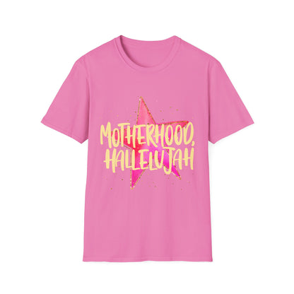 Pink Star Motherhood T-Shirt | Mom Graphic Tee, Neon Brush Lettering