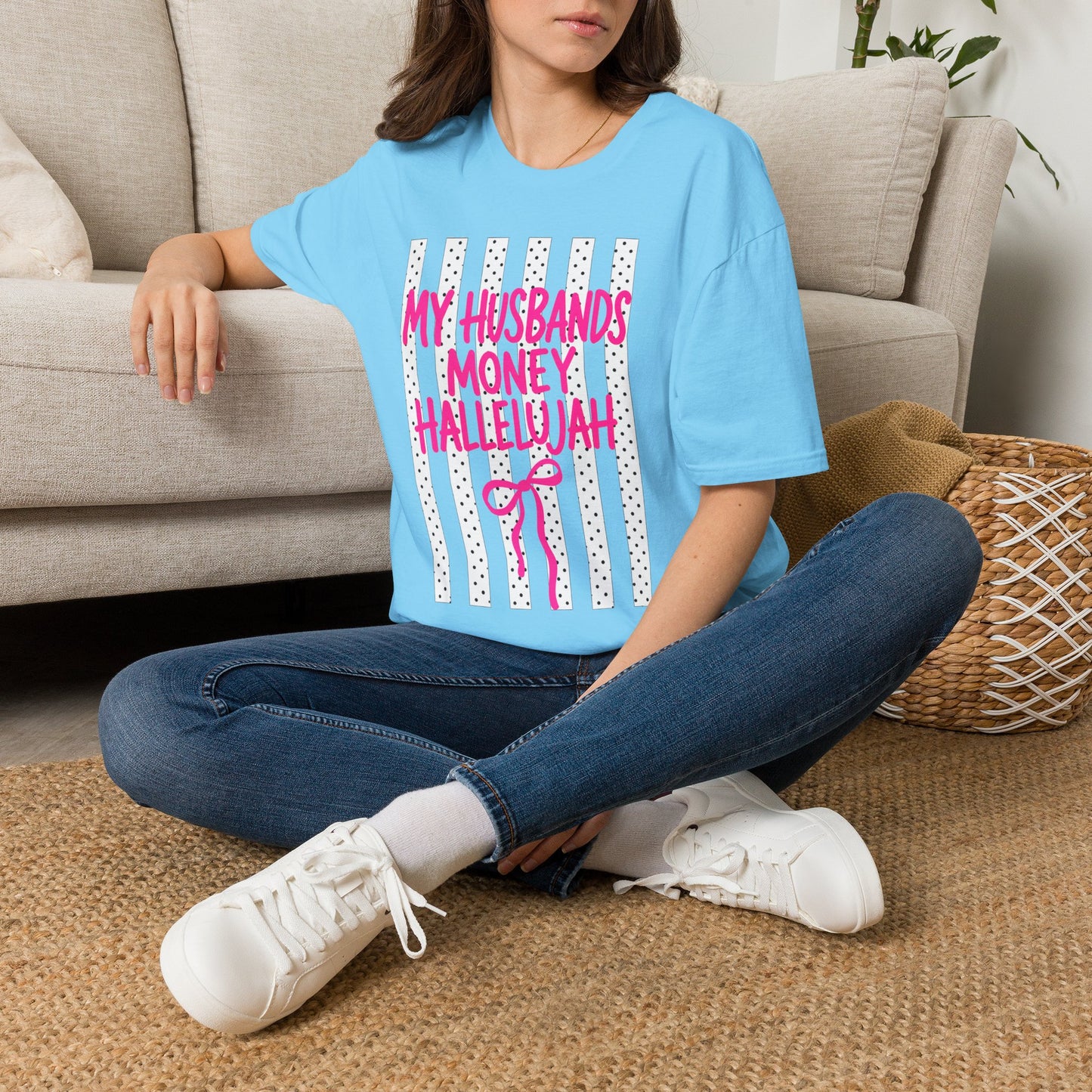 My Husband's Money Hallelujah T-Shirt | Funny Striped Graphic Tee