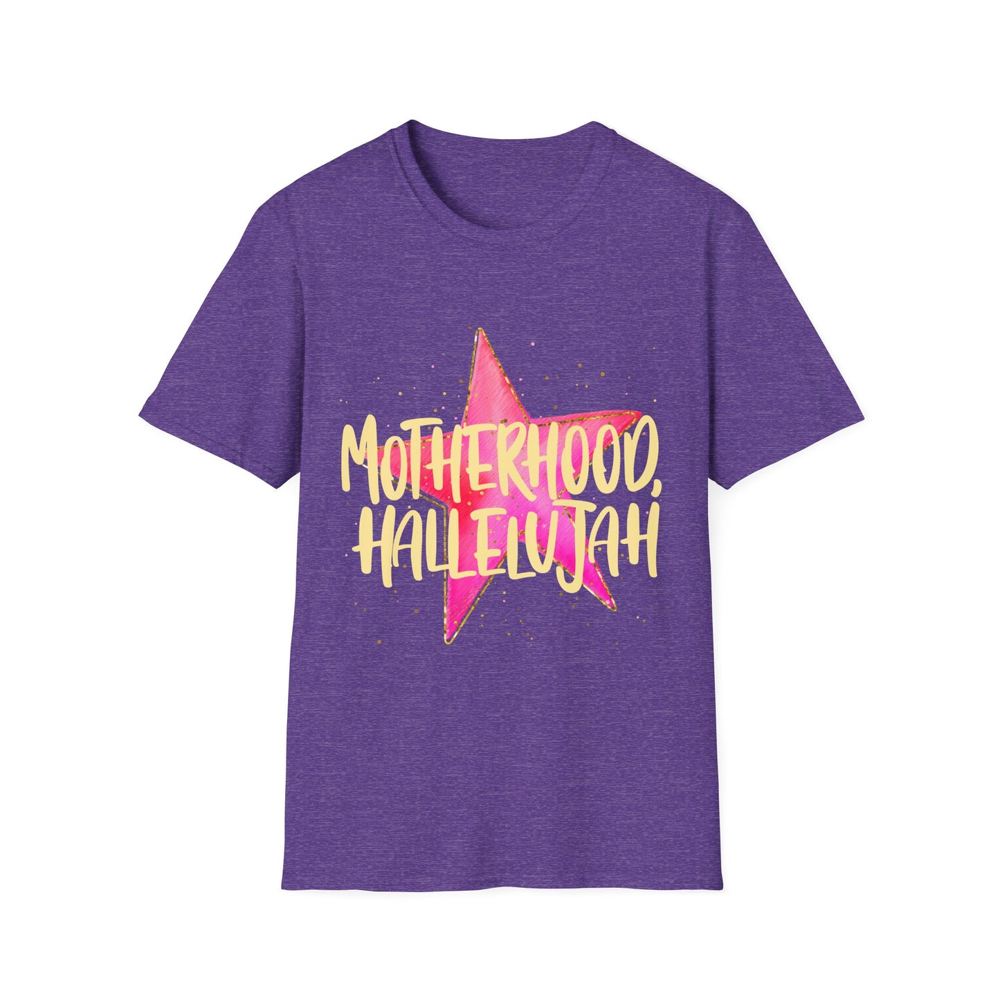 Pink Star Motherhood T-Shirt | Mom Graphic Tee, Neon Brush Lettering