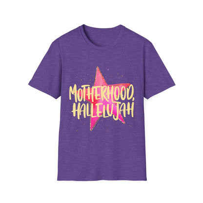 Pink Star Motherhood T-Shirt | Mom Graphic Tee, Neon Brush Lettering