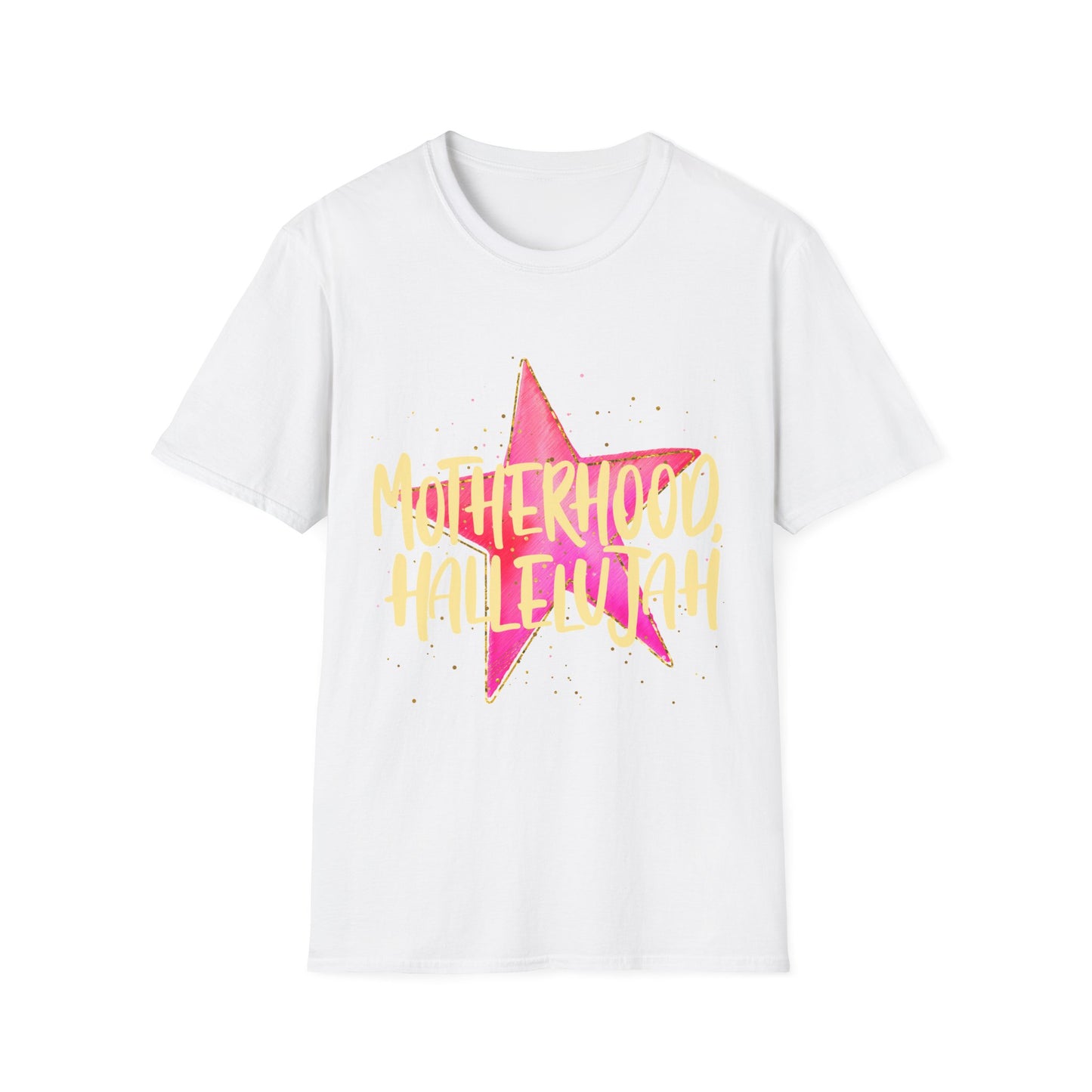 Pink Star Motherhood T-Shirt | Mom Graphic Tee, Neon Brush Lettering