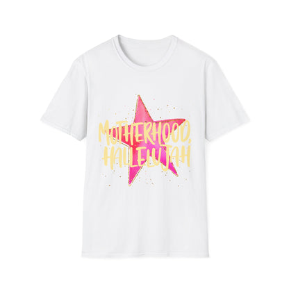 Pink Star Motherhood T-Shirt | Mom Graphic Tee, Neon Brush Lettering