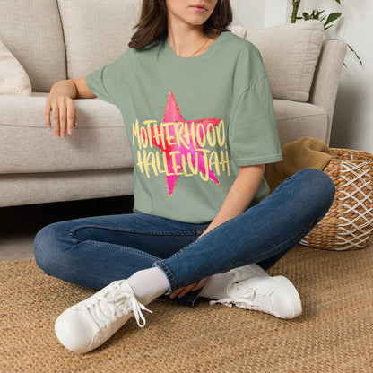 Pink Star Motherhood T-Shirt | Mom Graphic Tee, Neon Brush Lettering