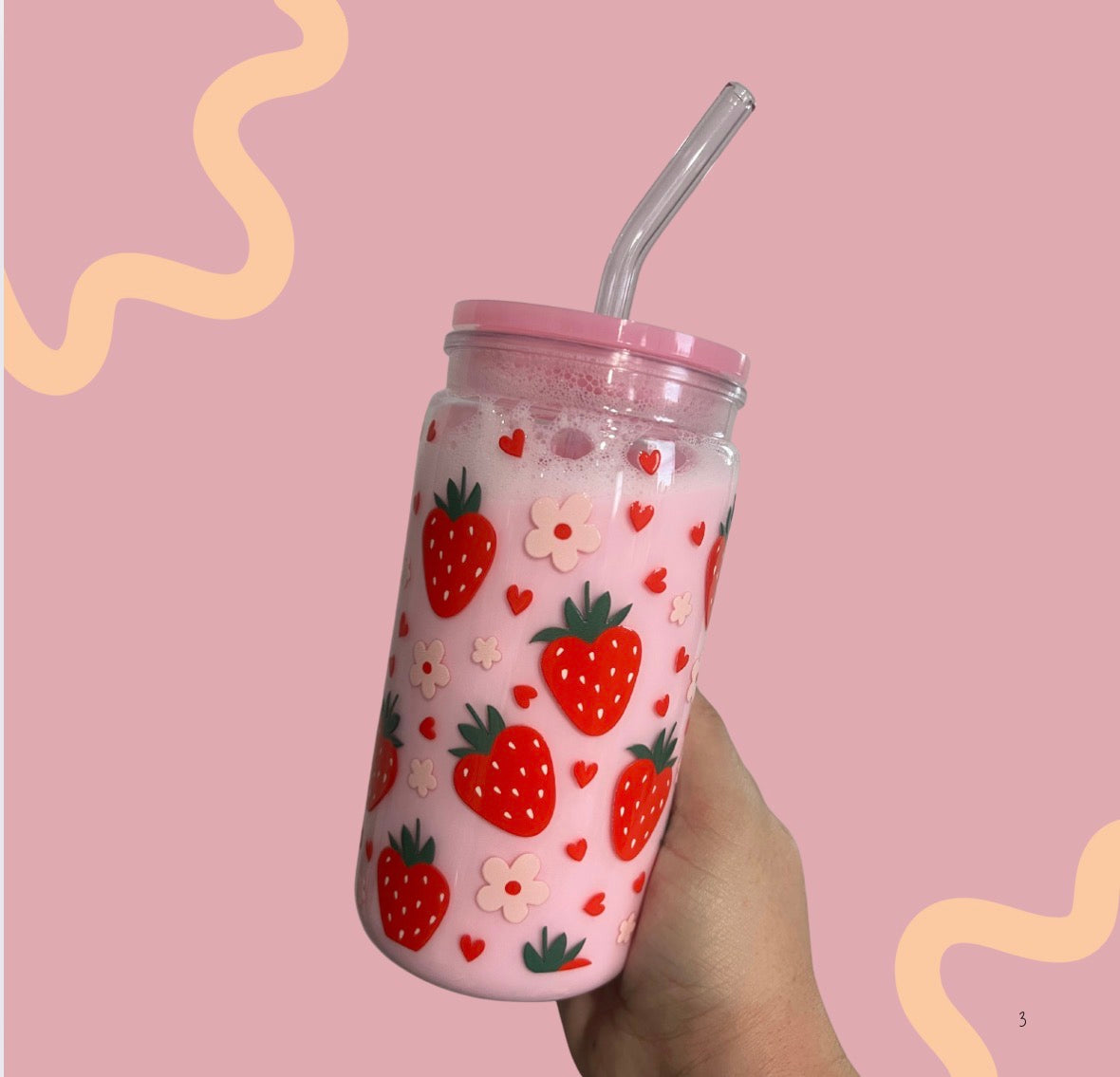 Strawberry Milk 16oz Snowglobe Tumbler