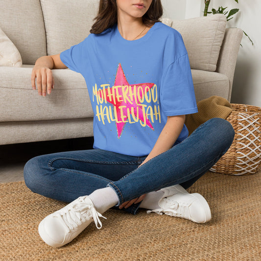 Pink Star Motherhood T-Shirt | Mom Graphic Tee, Neon Brush Lettering