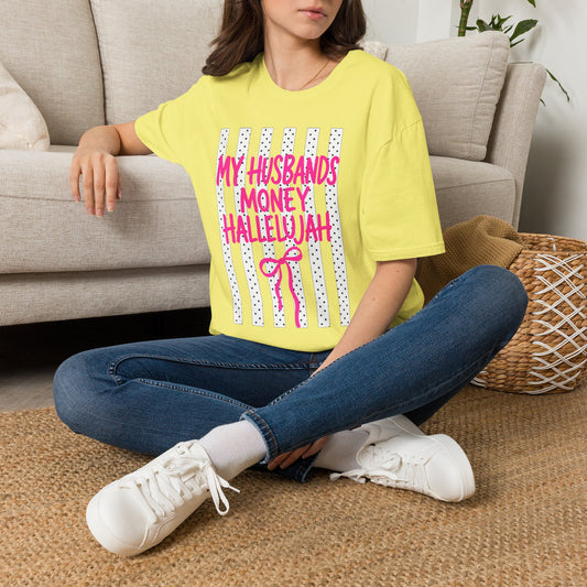 My Husband's Money Hallelujah T-Shirt | Funny Striped Graphic Tee