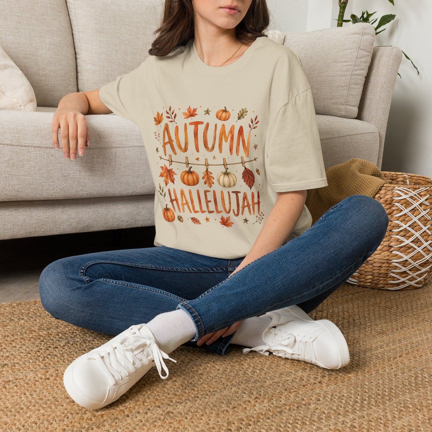 Autumn Hallelujah T-Shirt | Fall Pumpkin Leaves Thanksgiving