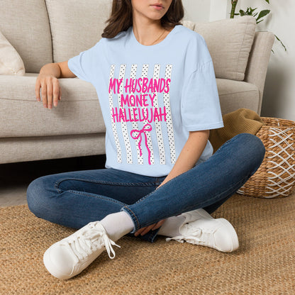 My Husband's Money Hallelujah T-Shirt | Funny Striped Graphic Tee