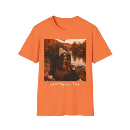 Autumn Lake Photo T-Shirt | Fall Scenic Portrait | Mentally I'm here