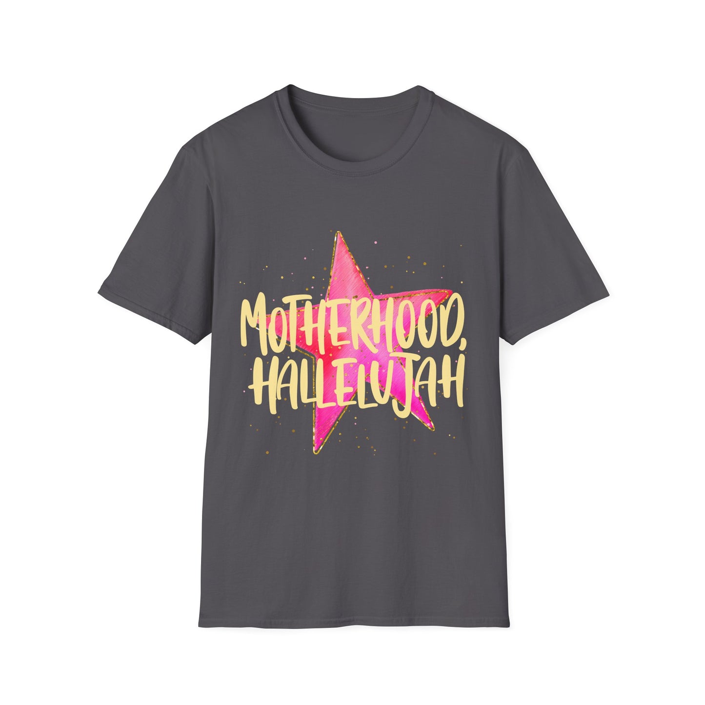 Pink Star Motherhood T-Shirt | Mom Graphic Tee, Neon Brush Lettering