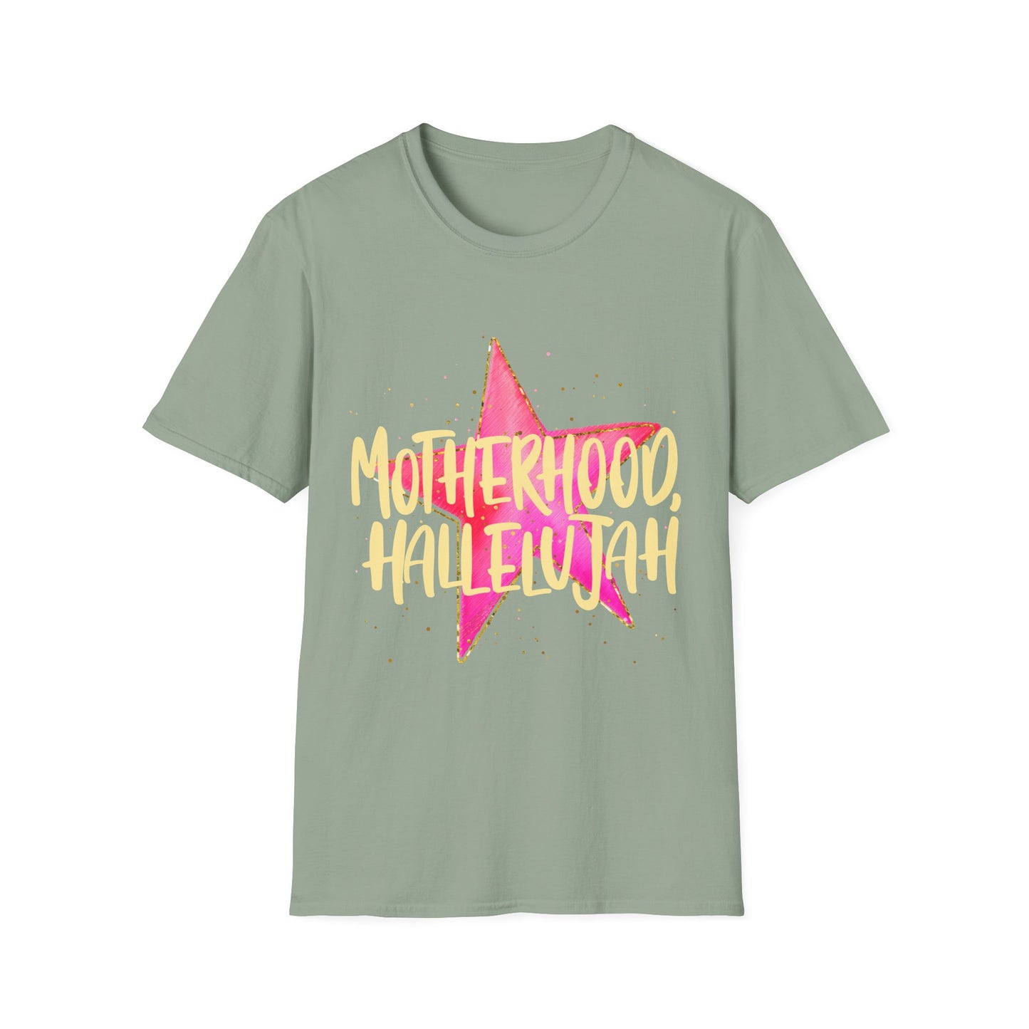 Pink Star Motherhood T-Shirt | Mom Graphic Tee, Neon Brush Lettering