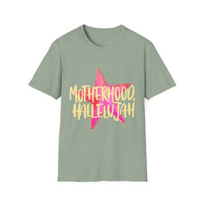 Pink Star Motherhood T-Shirt | Mom Graphic Tee, Neon Brush Lettering
