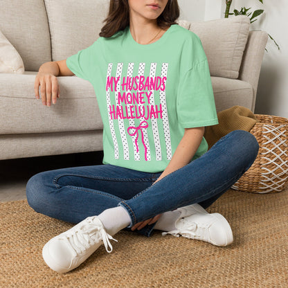 My Husband's Money Hallelujah T-Shirt | Funny Striped Graphic Tee