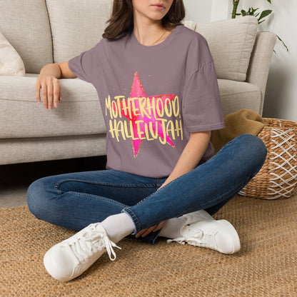 Pink Star Motherhood T-Shirt | Mom Graphic Tee, Neon Brush Lettering