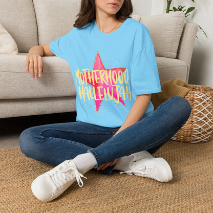 Pink Star Motherhood T-Shirt | Mom Graphic Tee, Neon Brush Lettering