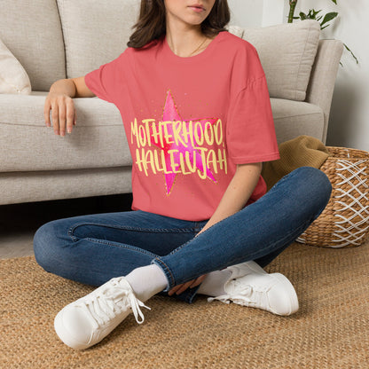 Pink Star Motherhood T-Shirt | Mom Graphic Tee, Neon Brush Lettering