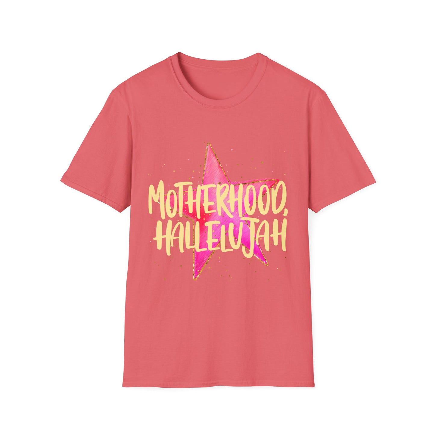 Pink Star Motherhood T-Shirt | Mom Graphic Tee, Neon Brush Lettering