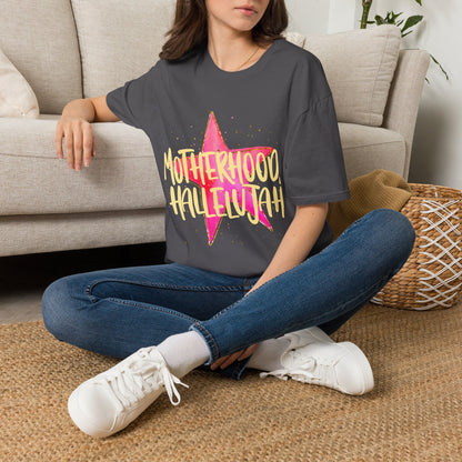 Pink Star Motherhood T-Shirt | Mom Graphic Tee, Neon Brush Lettering