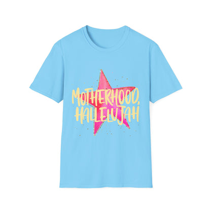 Pink Star Motherhood T-Shirt | Mom Graphic Tee, Neon Brush Lettering