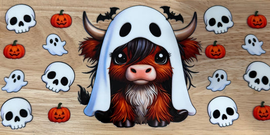 Highland Cow Ghost UVDTF Wrap
