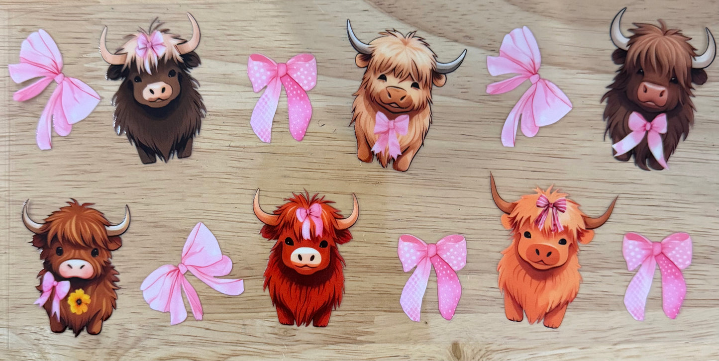 Highland Cows & Bows UVDTF Wrap