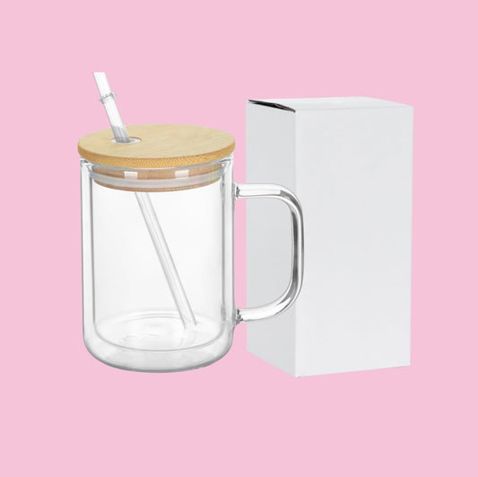 15oz Glass Snowglobe Tumbler with Handle