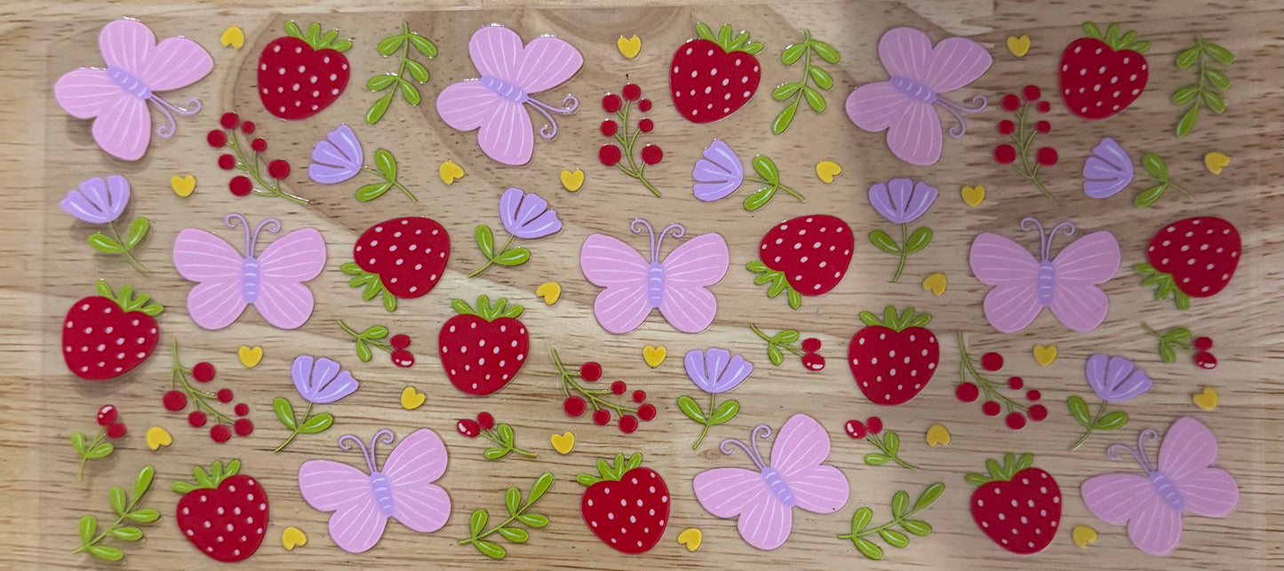 Strawberries and Butterflies UVDTF Wrap