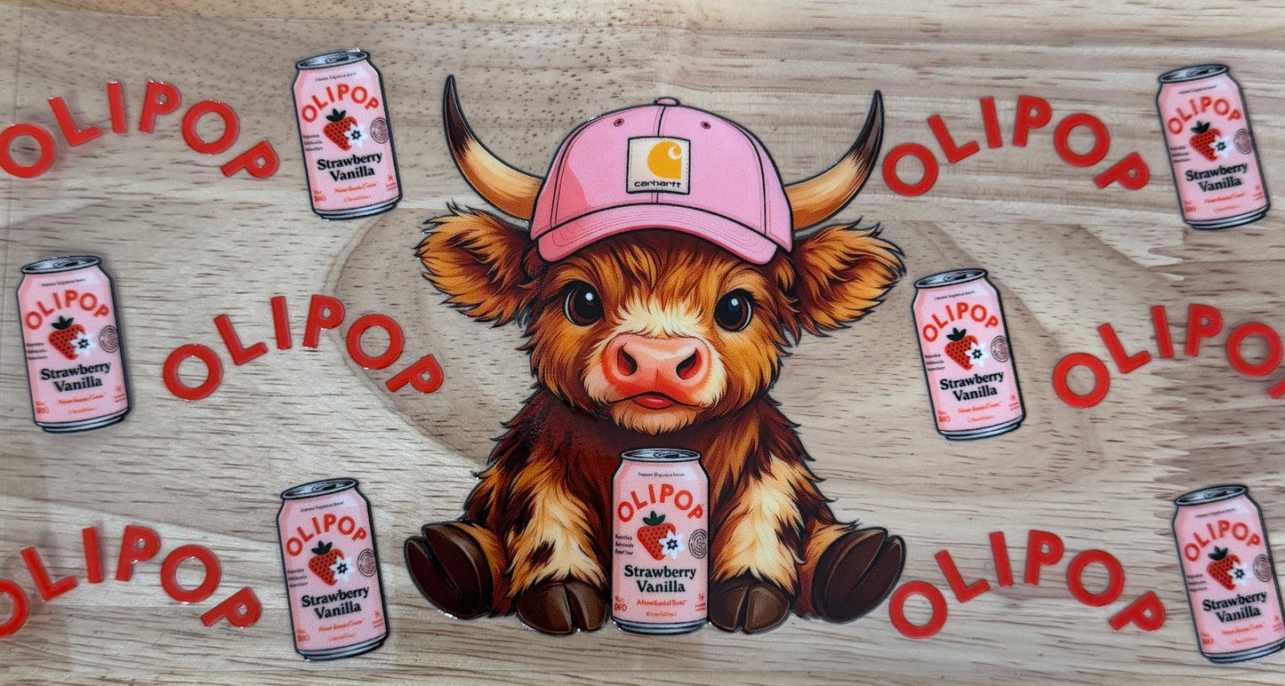 Highland Cow Olipop UVDTF Wrap