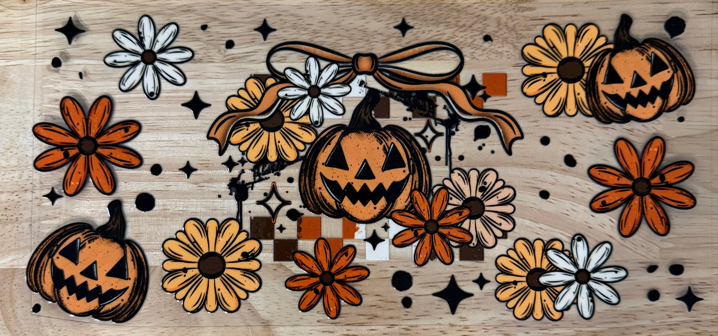 Checkered Pumpkins UVDTF Wrap