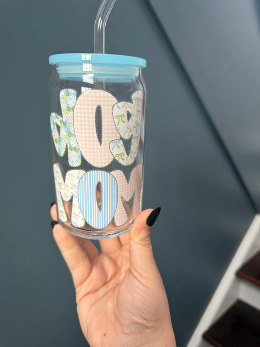 Dog Mom 16oz Glass Cup