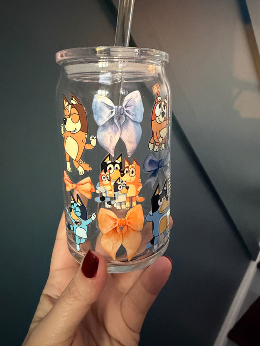 Blue Dog Cup - 16oz Glass Cup