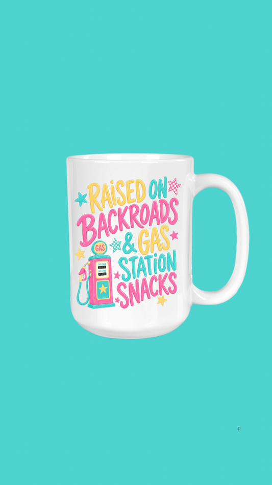 Raised on Backroads, 15oz Coffee Mug